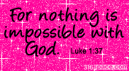 Luke 1:37 Comment Glitter (Pink)